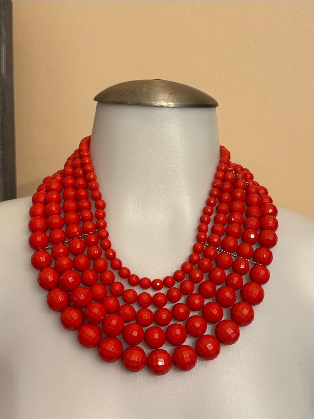 Multi-Strand Red Bead Necklace - Women Jewelry